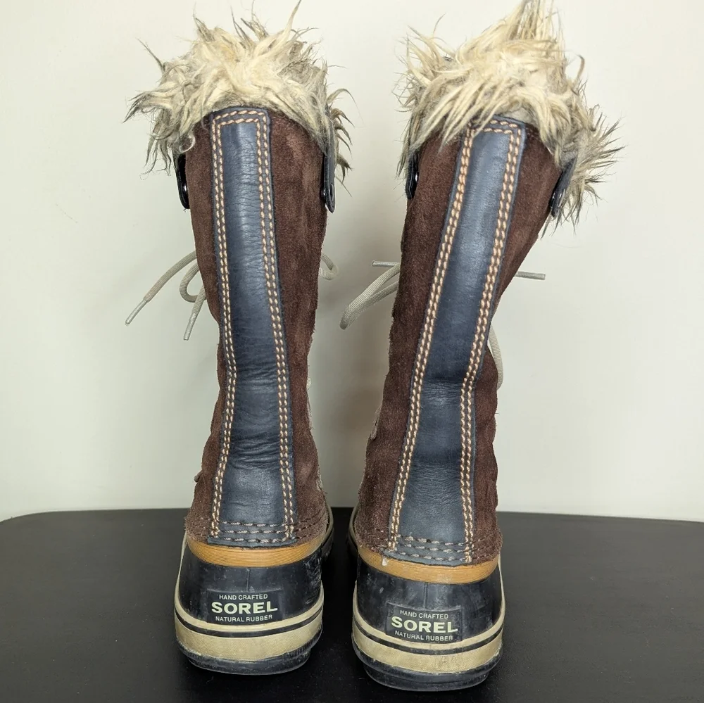 Sorel‎ Joan of Arctic Brown Suede Faux Fur Lace Up Waterproof Boots Women’s 7